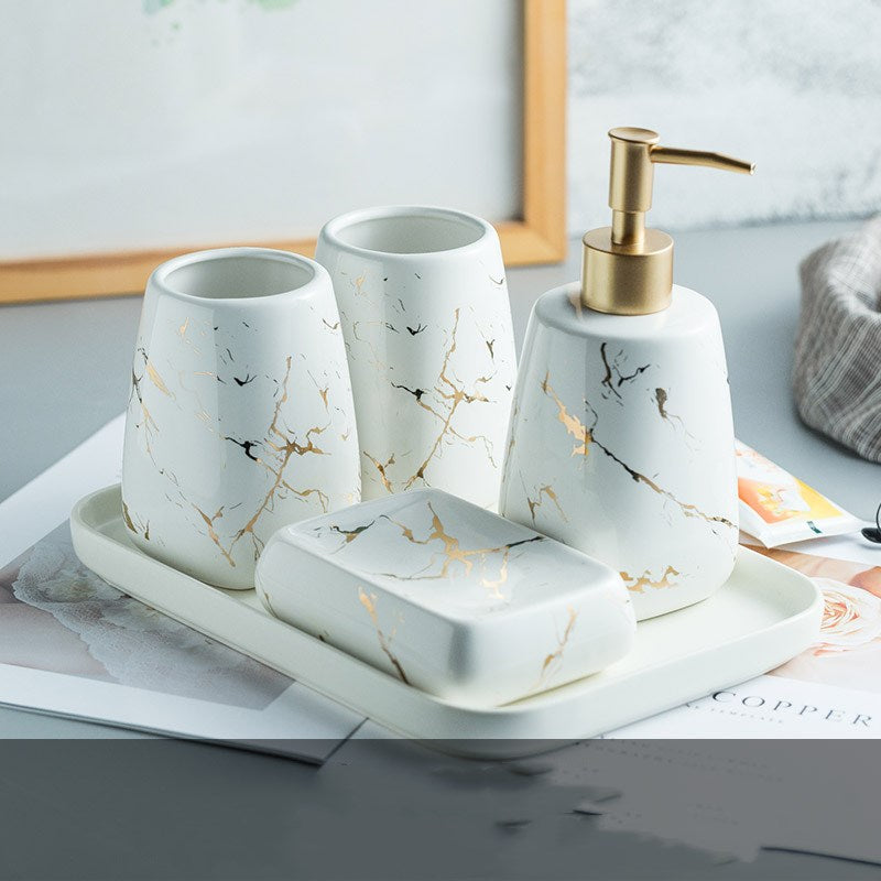 Marbled Bathroom Wash Set, Assorted Colors