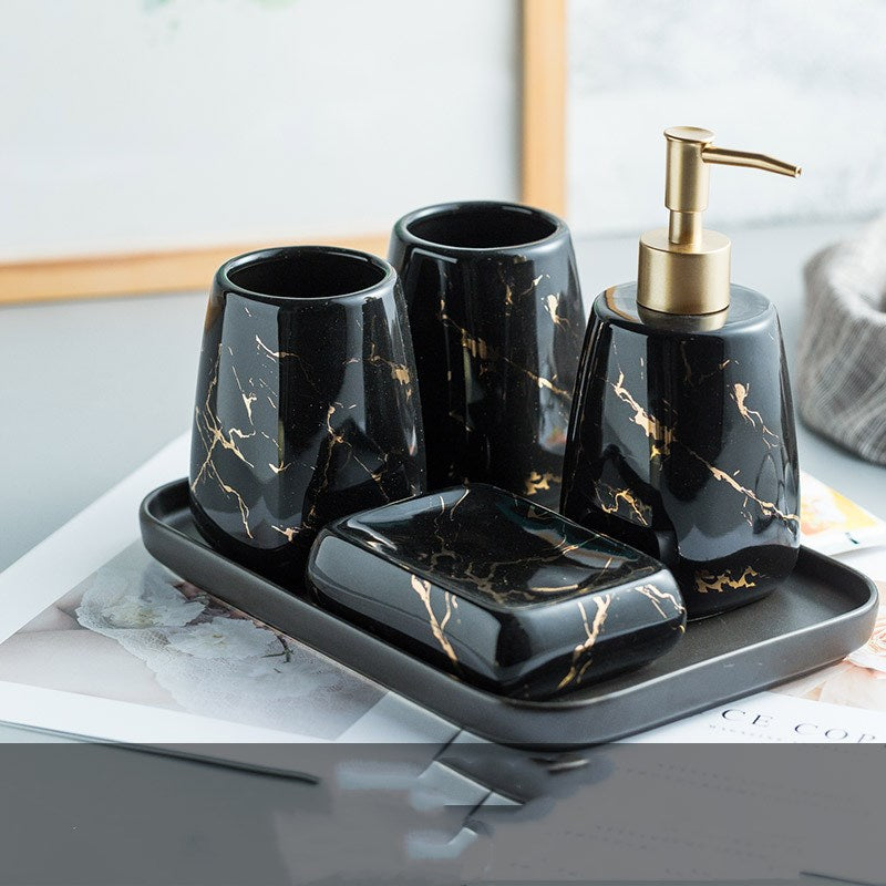 Marbled Bathroom Wash Set, Assorted Colors