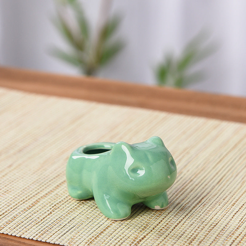 Glazed Stylized Frog Plant Pot