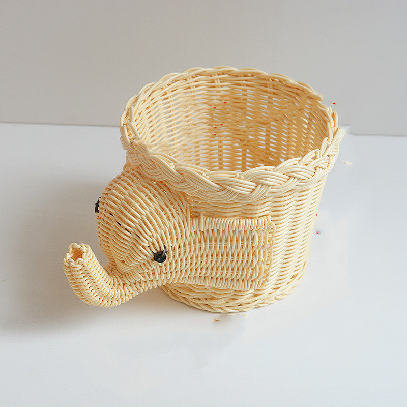 Vintage-Style Elephant Storage Basket