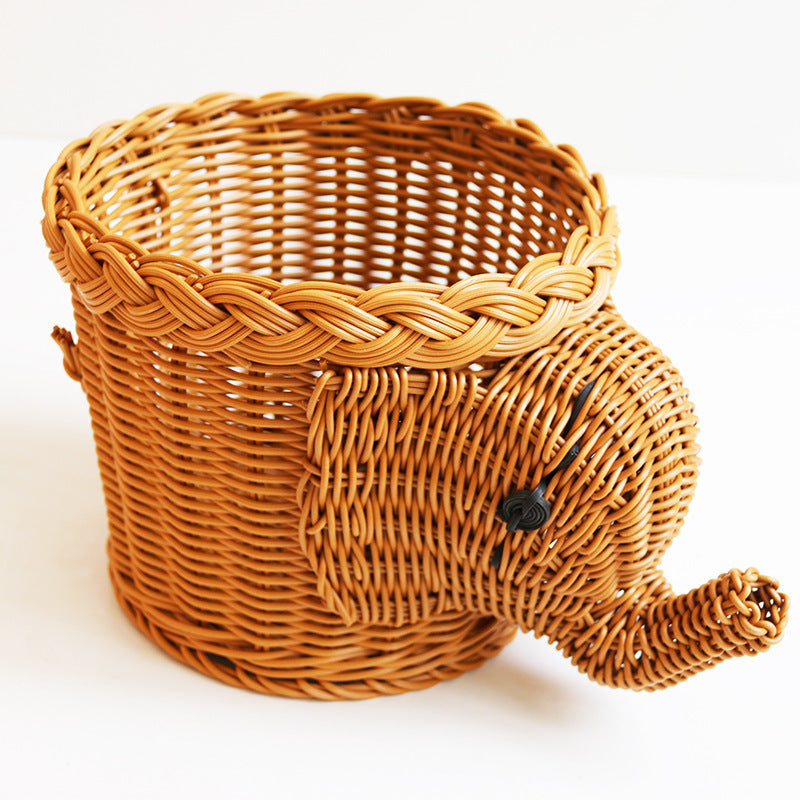 Vintage-Style Elephant Storage Basket