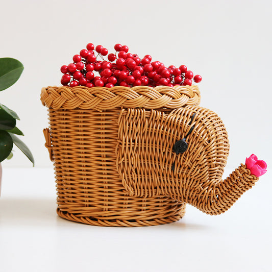 Vintage-Style Elephant Storage Basket