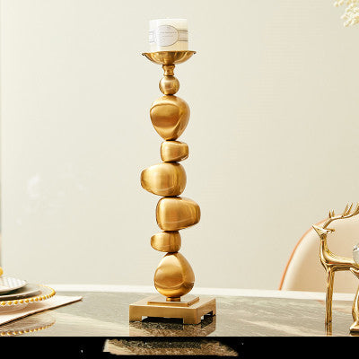 Golden Stacked Rock Candleholder