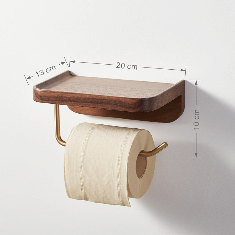 Wall-Mounted Wood Toilet Roll Holder