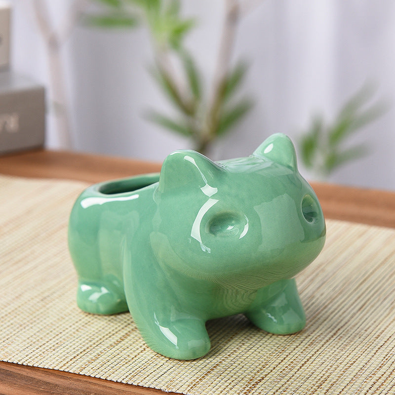 Glazed Stylized Frog Plant Pot