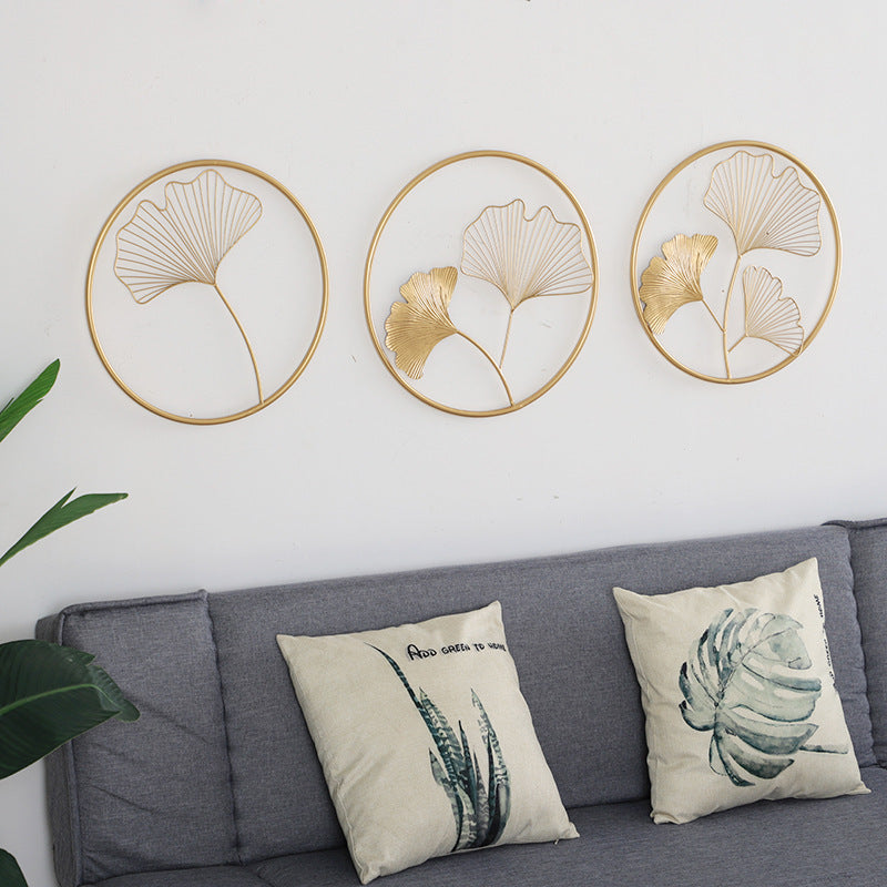 Golden Fanned Leaf Wall Decor