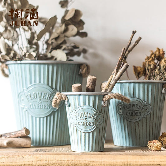 Vintage Blue Display Buckets