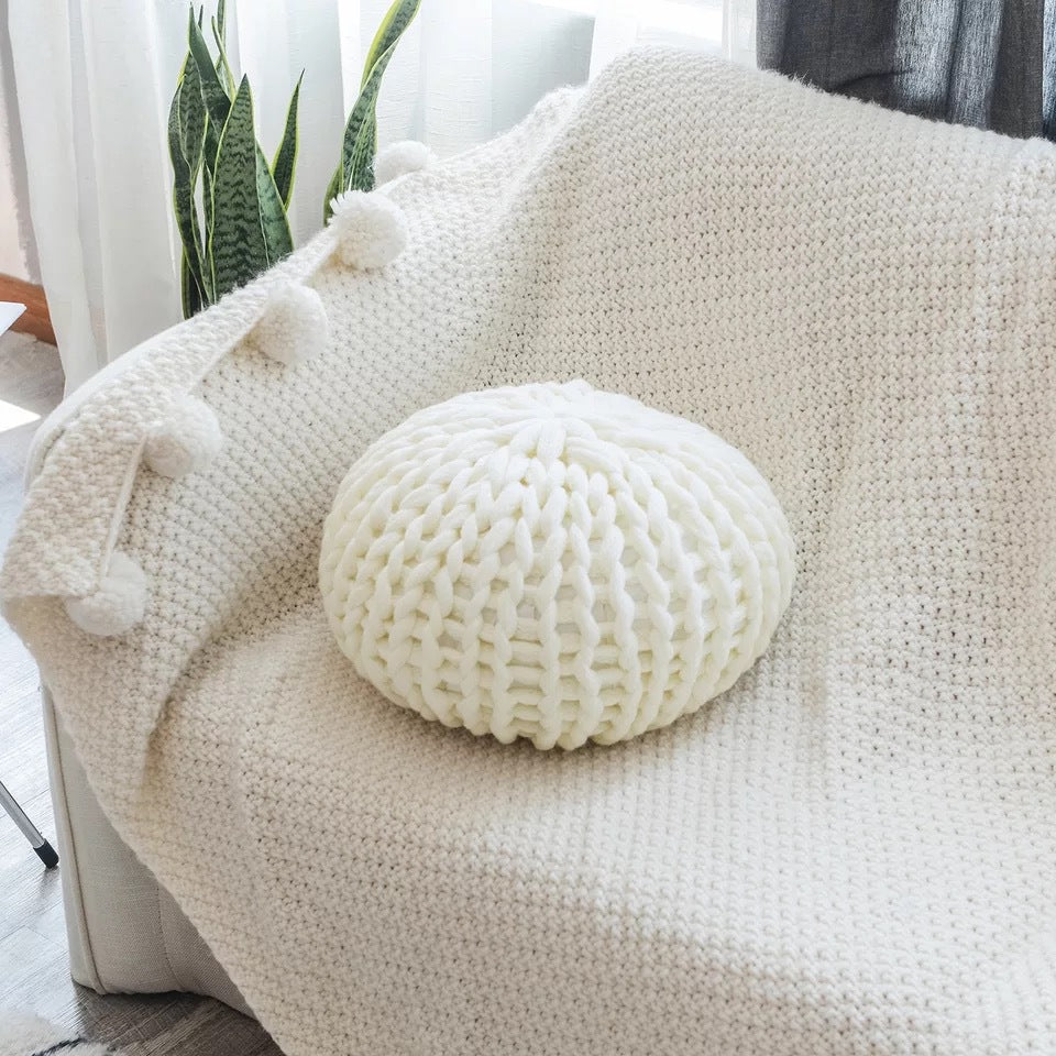 Handmade Thick Wool Pillow Round