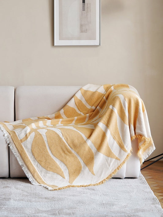 Yellow Leaf Throw Blanket