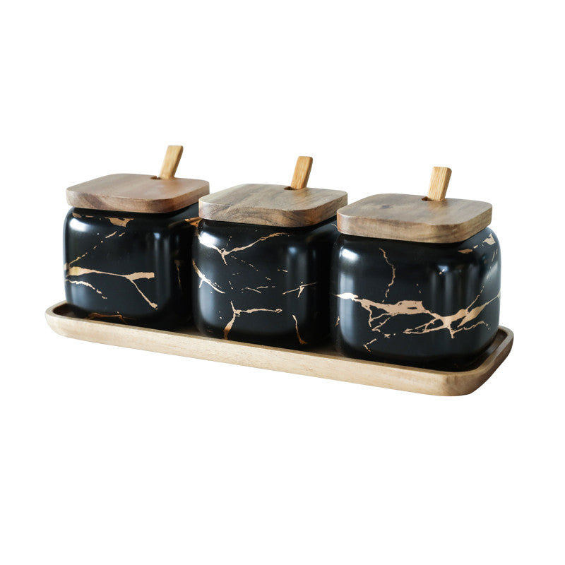 Nordic Marble and Gold Jar Set, Assorted