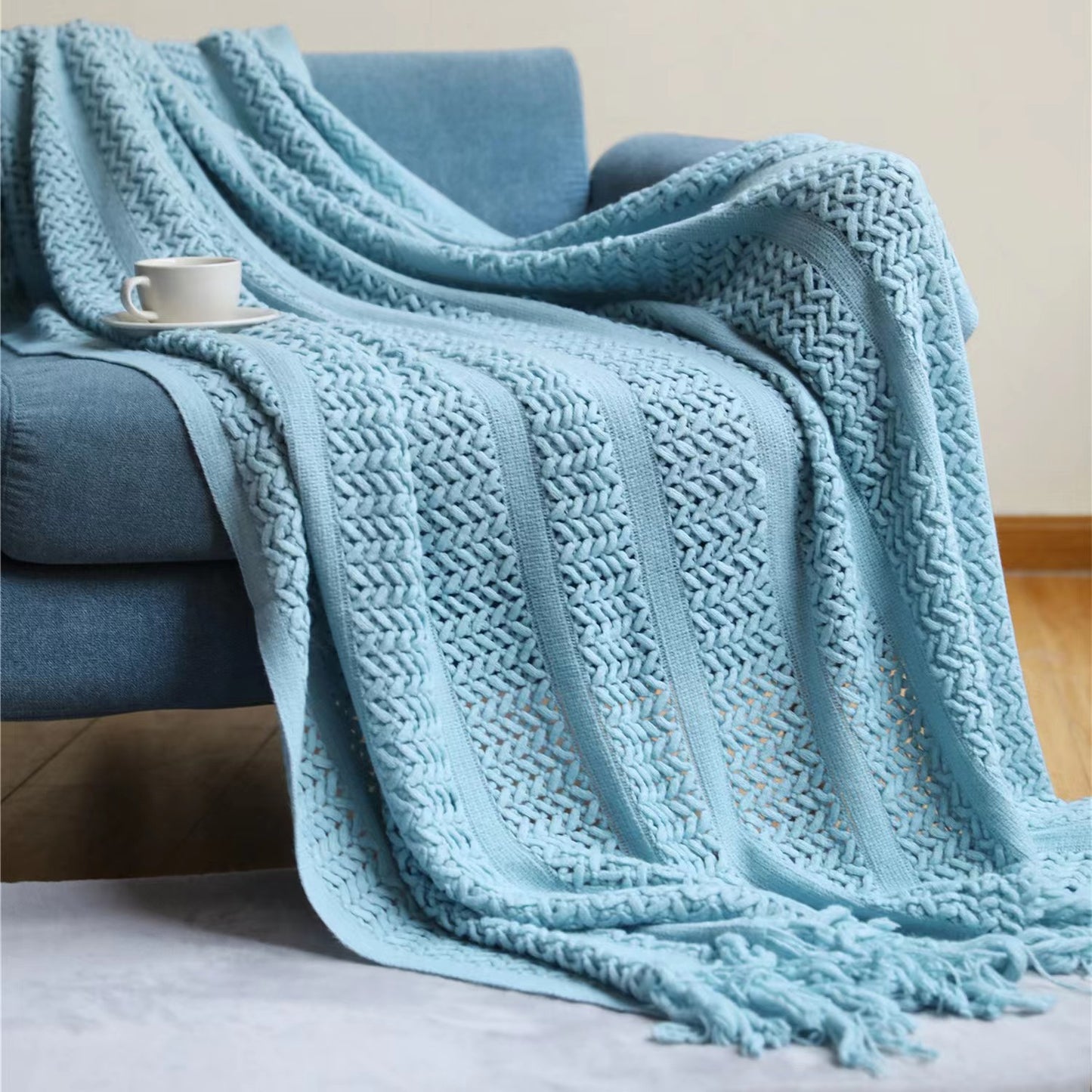 V-Pattern Chenille Blanket, Assorted Colors