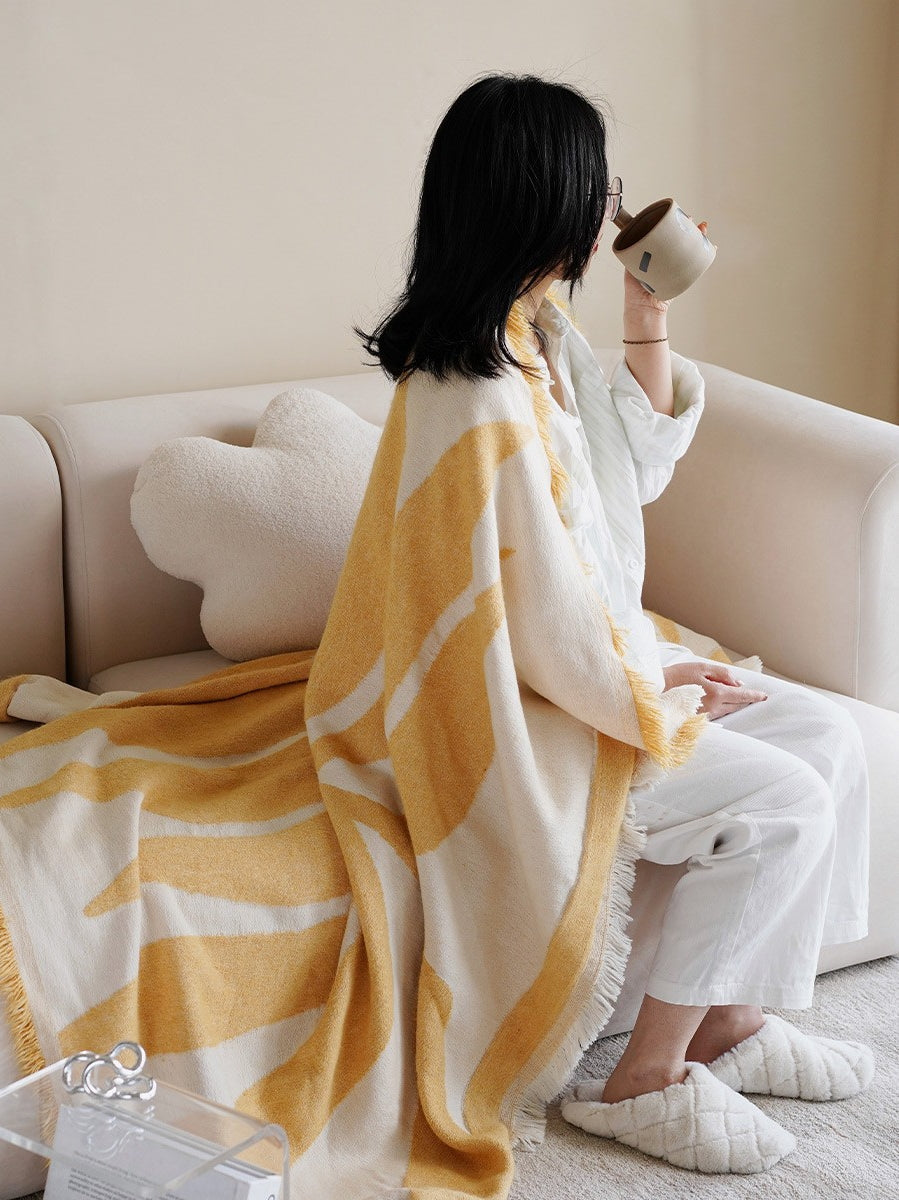 Yellow Leaf Throw Blanket