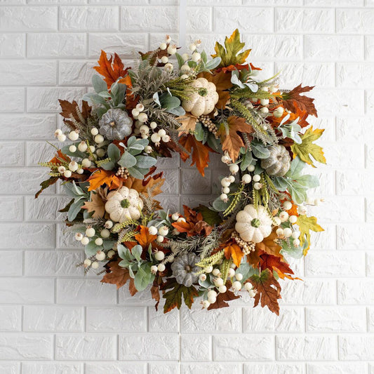 Pumpkin and Leaf Wreath