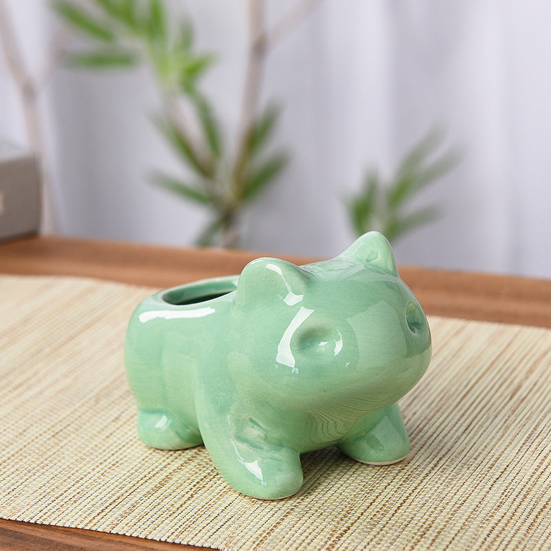 Glazed Stylized Frog Plant Pot