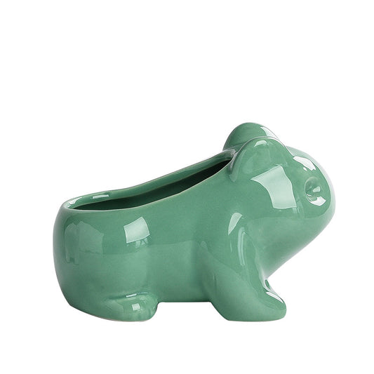 Glazed Stylized Frog Plant Pot